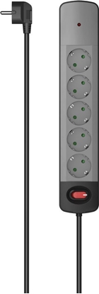 Изображение Hama LISTWA ANTYPRZEPICIOWA 5GN SCHUKO, CZARNO-SZARA 1,5M, 3680W, 18.000A