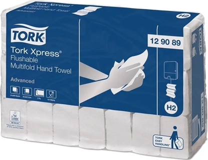 Изображение Tork Håndklædeark Tork H2 Advanced Flushable 2-lag Hvid,21 pk x 200 stk/krt