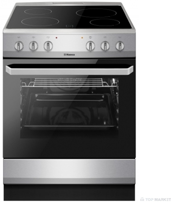 Attēls no Hansa  platums 60 cm  nerusejosa terauda/melna - Elektriska plits ar keramikas virsmu