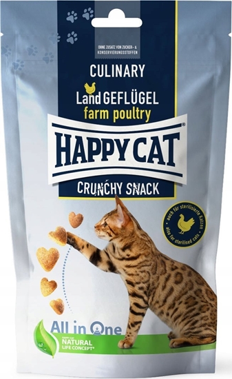 Picture of Happy Cat Crunchy Snack farm poultry, przysmak, dla kotów, kurczak i marchew, 70g