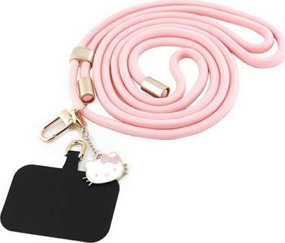 Attēls no Hello Kitty Patch & Kitty Head Charm Universal Phone Lanyard Pink