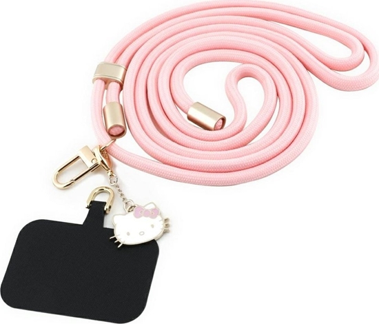 Изображение Hello Kitty Patch & Kitty Head Charm Universal Phone Lanyard Pink