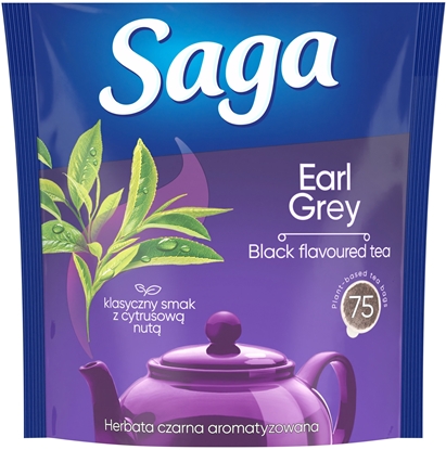 Attēls no Herbata SAGA, czarna, Earl Grey, 75 torebek