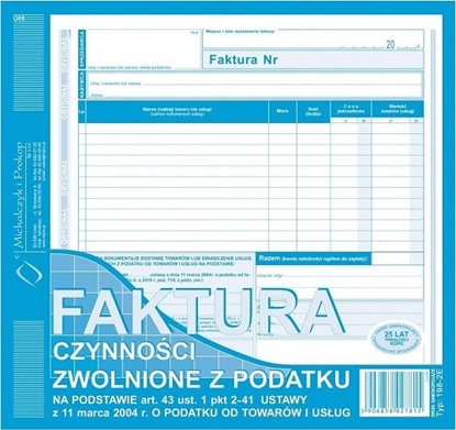 Изображение Herlitz FAKTURA CZYNNOCI ZWOLNIONE Z PODATKU 2/3 A4