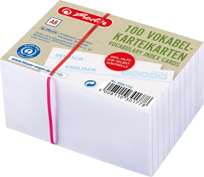 Picture of Herlitz Herlitz Karteikarte A8 Vokabeln liniert weiß Bl.Engel 100er