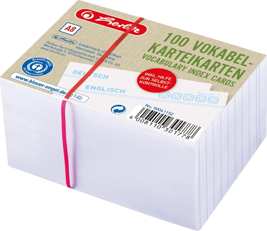Picture of Herlitz Herlitz Karteikarte A8 Vokabeln liniert weiß Bl.Engel 100er