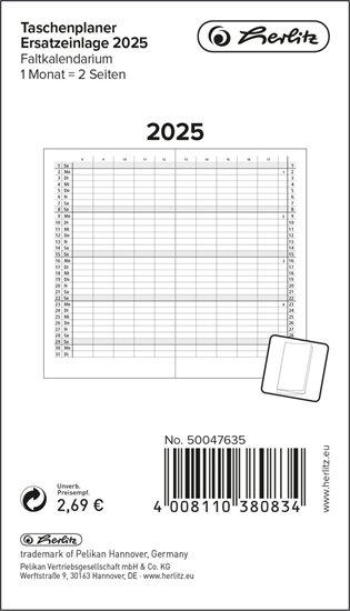 Picture of Herlitz Herlitz Taschenplaner Ersatzeinlage mit Leporello-Falzung