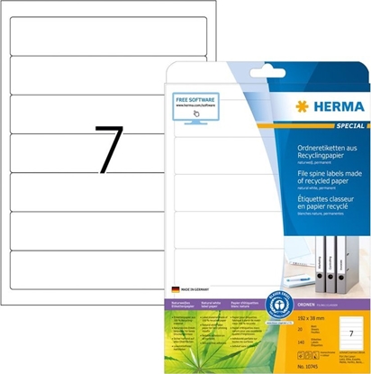 Picture of Herma HERMA  Ordneretiketten Recycling A4 20 Blatt 192x38