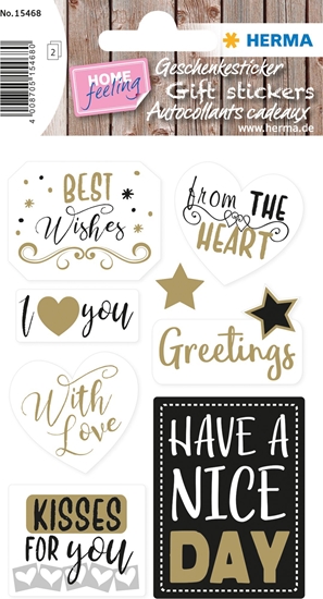 Picture of Herma HERMA Geschenkesticker HOME Best Wishes Goldprägung 14St.