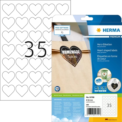 Attēls no Herma Premium Etiketten in Herzform  35,0x35,0 1Stk