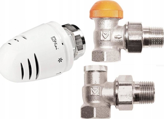 Picture of Herz Pakiet przyczeniowy katowy do grzejnika 1/2 gowica zawór zasilajcy + powrotnyHERZ