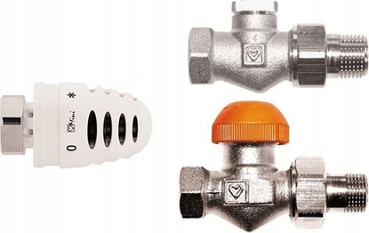Attēls no Herz Pakiet przyczeniowy prosty do grzejnika 1/2 gowica zawór zasilajcy + powrotnyHERZ