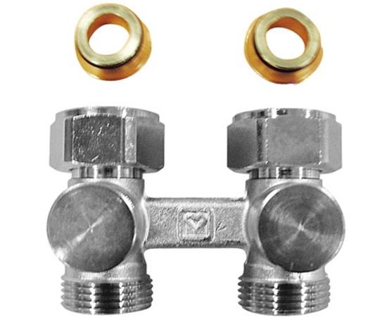 Изображение Herz Zestaw przyczeniowy grzejnikowy prosty 3/4x1/2" z dwoma nyplami- 1376602