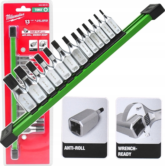 Изображение Hikoki MILWAUKEE SET OF SHANK SOCKETS 13 pcs. 1/4+3/8 TORX
