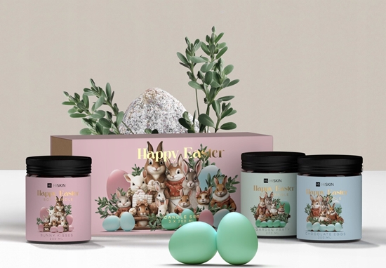Изображение HISKIN_SET Happy Easter wieca sojowa Chocolate Eggs 200ml + wieca sojowa Garden Party 200ml + wieca sojowa Bunny Kisses 200ml