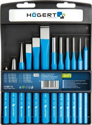 Attēls no Högert Technik Zestaw przecinaków, punktaków i wybijaków 12 szt., CrV HT3B712