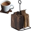 Изображение Home Styling Collection Podstawka podkadka drewniana pod kubek garnek 6 szt + stojak metalowy