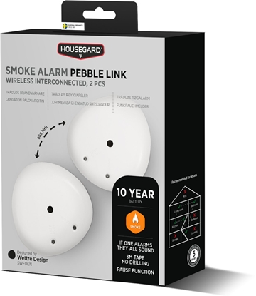 Attēls no Housegard Housegard Smoke Alarm Pebble Link Wireless Interconnected, 2-pack