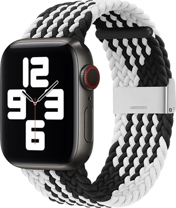 Picture of Hurtel Strap Fabric opaska do Watch 6 / 5 / 4 / 3 / 2 (40mm / 38mm) pleciony materiaowy pasek bransoletka do zegarka czarno-biay