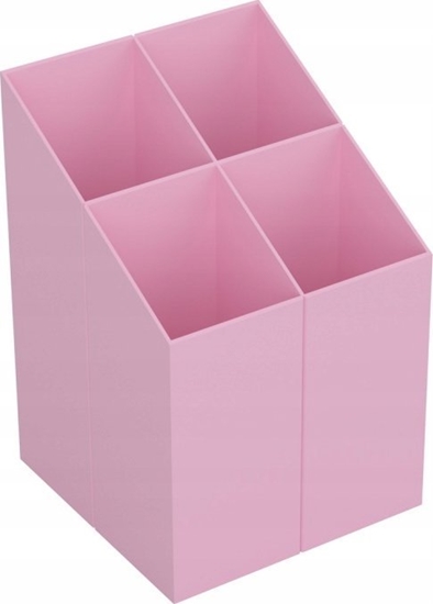 Picture of ICO Przybornik na biurko ICO kwadratowy, plastikowy, 4 komory, pastelowy róowy