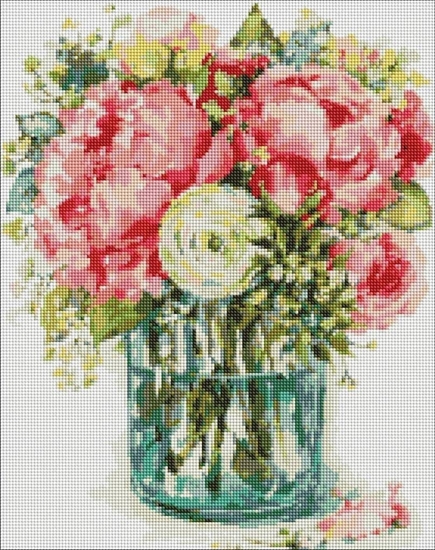 Picture of Ideyka Diamentowa mozaika - Wykwintne piwonie 40x50cm