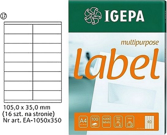 Picture of Igepa ETYKIETY A4 IGEPA 105 X 35.0 MM BIAE (100)