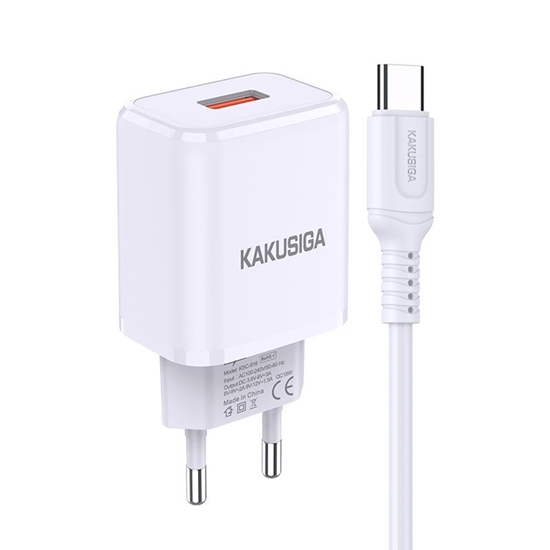 Изображение iKaku KSC-917 QC3.0 18W Smart lādētājs ar 1x USB portu un ar Type-C tipa vadu White