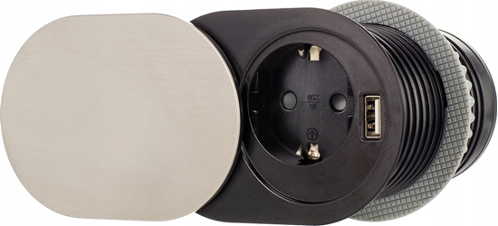 Picture of Ilgiklis montuojamas balde 1x Schuko, 1xUSB (krovimui 5V 2.4A) 1.9m slifuoto plieno Design Light