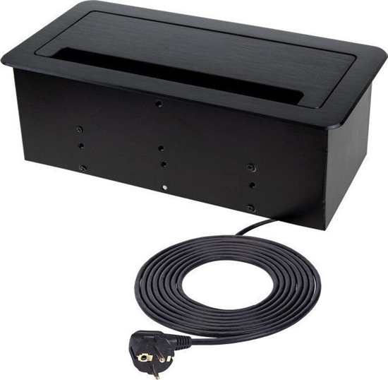Picture of Ilgiklis montuojamas balde INBOX, 2x Schuko, 1x USB A, 1x USB-C, HDMI, RJ45, su 3m ilgio laidu, juodas