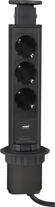 Picture of Ilgiklis montuojamas balde LIFT BOX, 3x Schuko, 1x USB A, 1x USB C, su 1.5m ilgio laidu, juodas