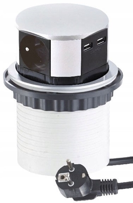 Picture of Ilgiklis montuojamas balde, TETRA BOX, 3x Schuko, 2x USB, su 1.4m ilgio laidu, juodas