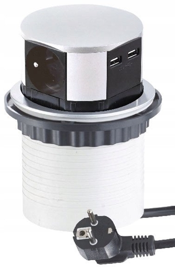 Picture of Ilgiklis montuojamas balde, TETRA BOX, 3x Schuko, 2x USB, su 1.4m ilgio laidu, juodas