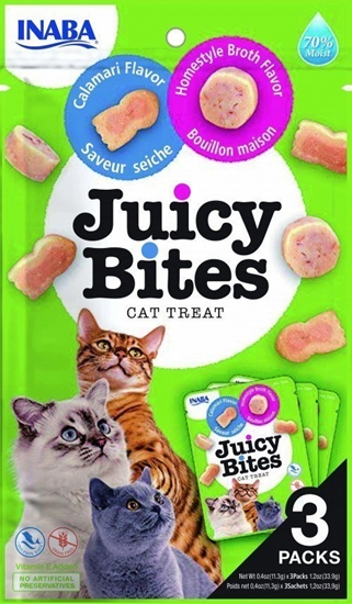 Picture of Inaba Foods Przysmak JUICY BITES Bulion z kalmarami dla kota 3x11,3g