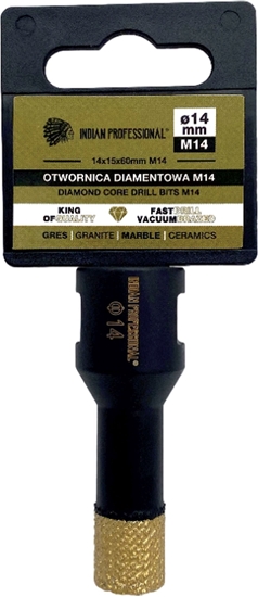 Изображение INDIAN PROFESSIONAL KORONA DIAMENTOWA M14  14mm WIERCENIE NA SUCHO /INDIAN PROFESSIONAL