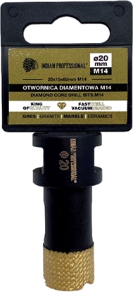Изображение INDIAN PROFESSIONAL KORONA DIAMENTOWA M14  20mm WIERCENIE NA SUCHO /INDIAN PROFESSIONAL