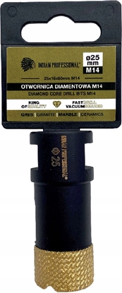 Изображение INDIAN PROFESSIONAL KORONA DIAMENTOWA M14  25mm WIERCENIE NA SUCHO /INDIAN PROFESSIONAL