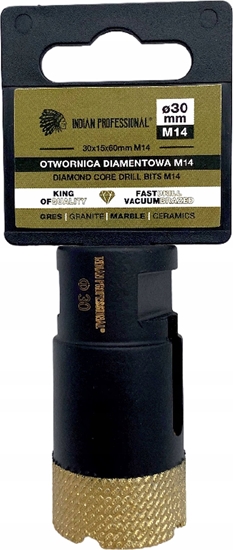 Изображение INDIAN PROFESSIONAL KORONA DIAMENTOWA M14  30mm WIERCENIE NA SUCHO /INDIAN PROFESSIONAL
