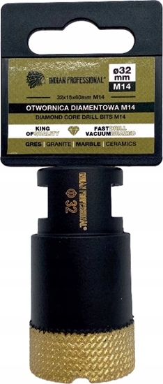 Изображение INDIAN PROFESSIONAL KORONA DIAMENTOWA M14  32mm WIERCENIE NA SUCHO /INDIAN PROFESSIONAL