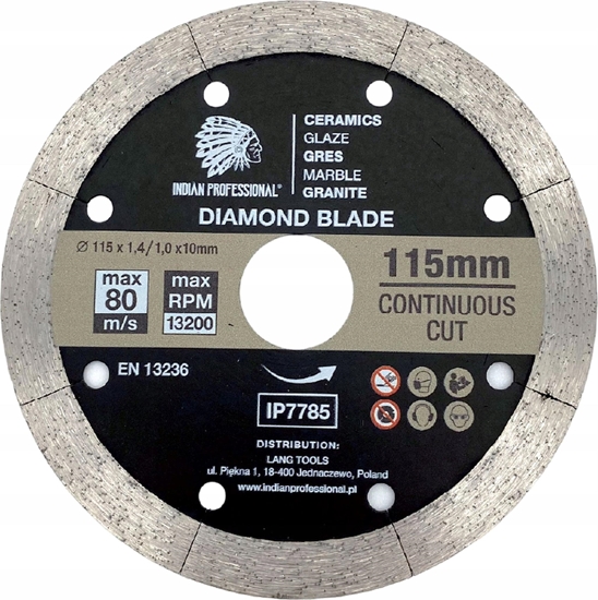 Picture of INDIAN PROFESSIONAL TARCZA DIAMENTOWA 115mm x 1,6mm x 22,2mm CONTINUOUS CUT  /INDIAN PROFESSIONAL