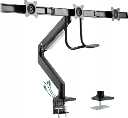 Изображение InLine InLine® Desktop mount with lifter and USB 3.0, movable, for 3 Displays up to 27" max. 3x6kg