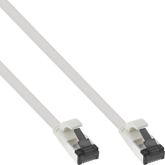 Picture of InLine InLine® Flat patch cable, U/FTP, Cat.8.1, TPE halogen free, white, 0,3m