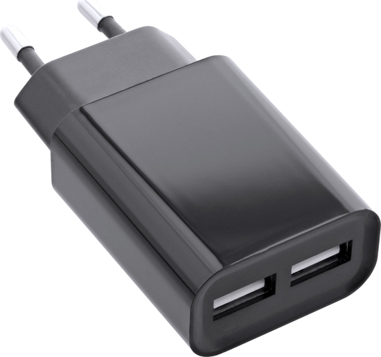Picture of InLine InLine® USB Power Adapter DUO, 2 Port 100-240VAC to 5V / 2.1A black