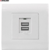 Изображение Intellinet 2-Port USB-A Wall Outlet with Faceplate, Two Charging Ports with Safety Cover, 5 V / 2.1 A Output, 80 x 80 European Faceplate