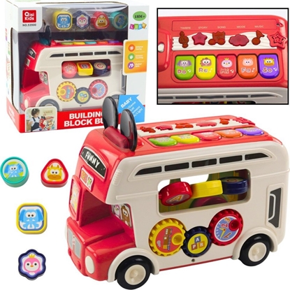 Изображение LeanToys Interaktywny Autobus Edukacyjny Sorter wiata Dwiki Czerwony