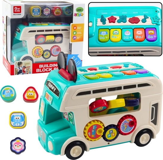 Изображение LeanToys Interaktywny Autobus Edukacyjny Sorter wiata Dwiki Turkusowy