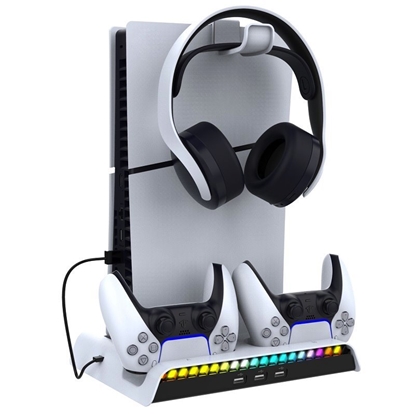 Picture of iPega P5S006 RGB Charging Stand + Cooling for PS5 Slim Game Controller