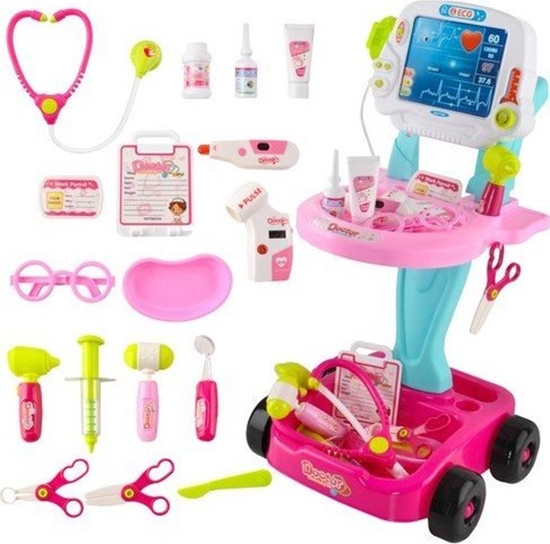 Picture of Iso Trade Zestaw maego doktora - wózek róowy