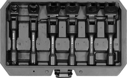 Picture of Yato ZESTAW KLUCZY PRZEGUBOWYCH OCZKOWYCH OTWARTYCH 3/8'', 6SZT.