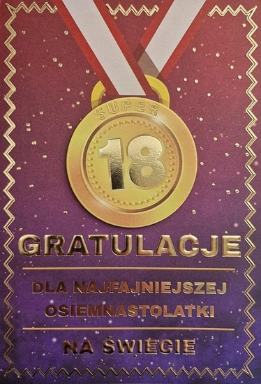 Picture of Yeku Karnet Urodziny 18 medal damskie