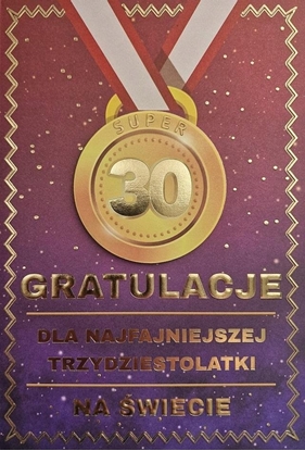 Picture of Yeku Karnet Urodziny 30 medal damskie